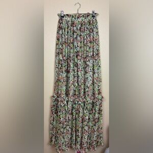 Sabina Musáyev Strapless Pleated Floral Maxi Dress Size Small